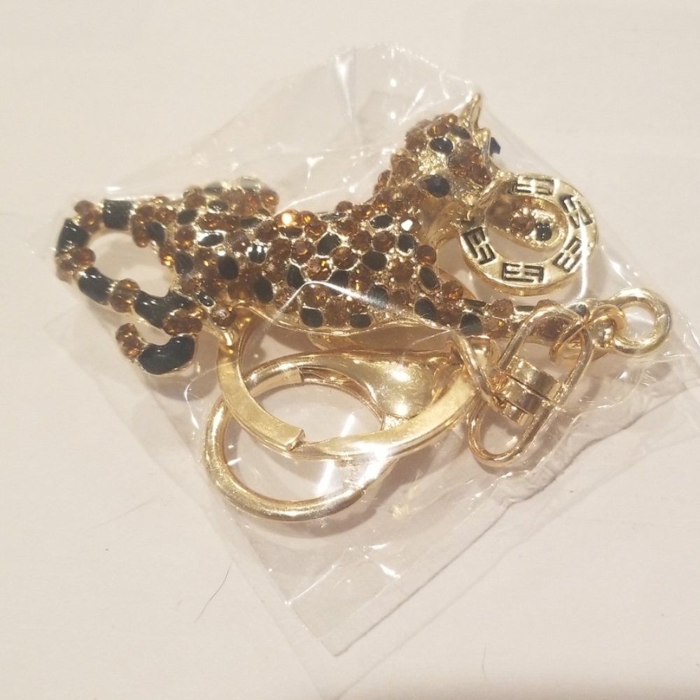 EFFY gold and black leopard keychain